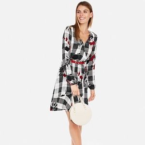 Floral Plaid Elastic Waist Wrap Dress